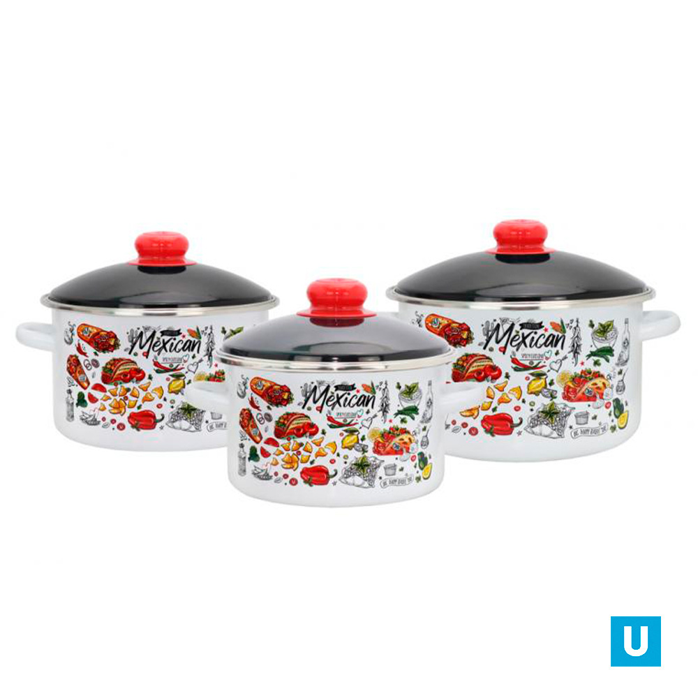 Набор "Мексика" белый-2-3228/6 (кастрюля:2л/3л/4л)