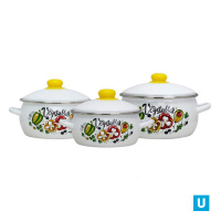 Набор "Вкус лета" белый-10-326/4 (кастрюля сферическая:2л/3л/4л)