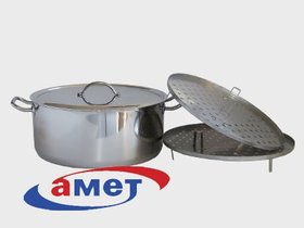 Кастрюля для варки мантов 20 л 2 вставки (d396 h172)  без ТРС цельнотянутая