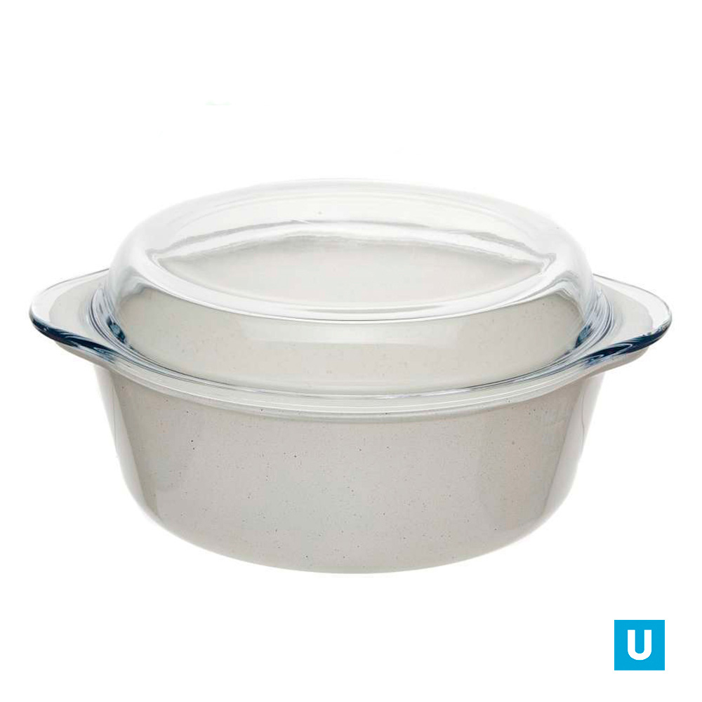 BORCAM кастрюля круглая 2100мл (251*220*80мм) с крышкой стеклянной покрытие NON-STICK п/у